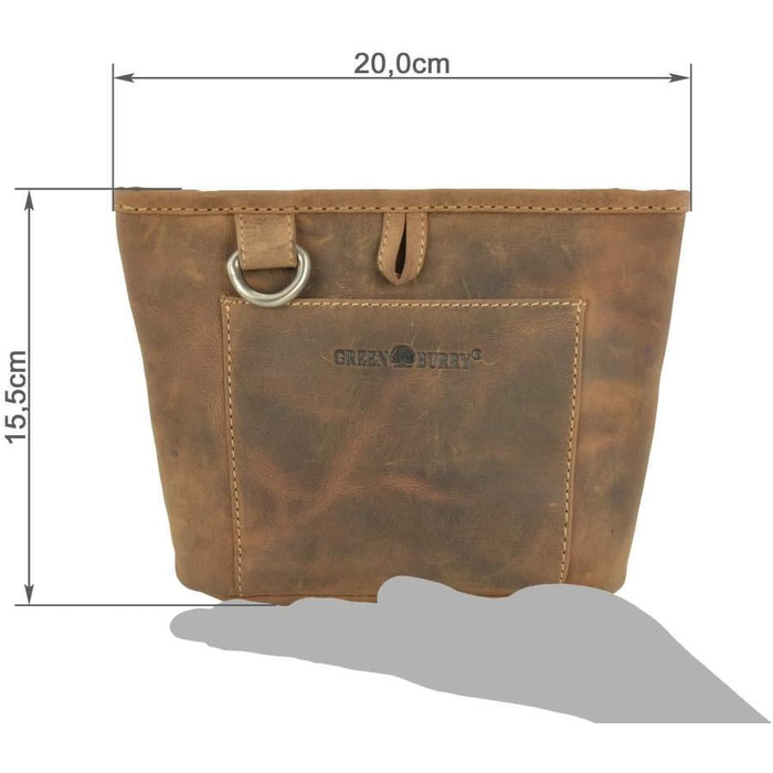 Сумка для ласощів Greenburry для собак та коней з натуральної шкіри, вінтажний колір антик-браун, з кільцем для кріплення до ременя та кліпсою