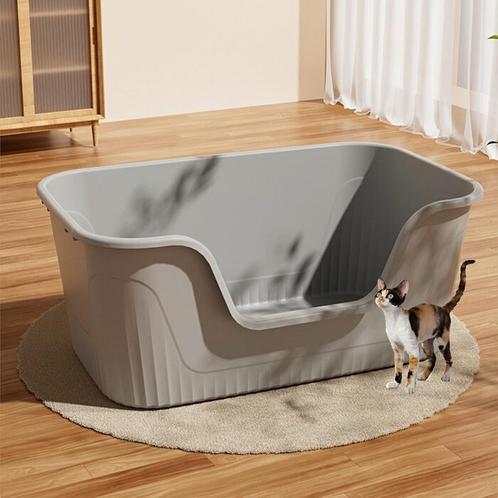 Vealind Великий туалет для котів Jumbo, 78,9×53,3×40,6 см, сірий, легко чиститься, високі борти, для великих і кількох котів