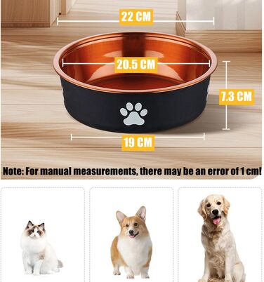 Набір з 2 мисок для собак з нержавіючої сталі, 22 см. Глибокі миски для корму та води для середніх та великих собак. Миски для тварин, годівниця, поїлка.