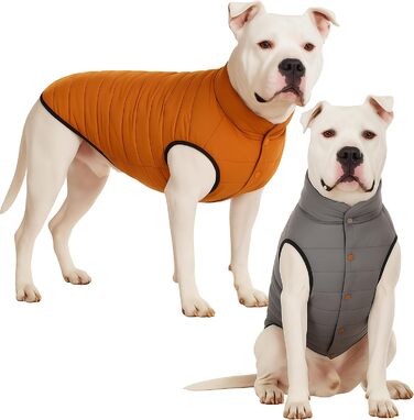 Зимова куртка LovinPet для собак, двостороння, розміри M, L, XL, XXL, куртка з ґудзиками, вітронепроникна, снігонепроникна та водонепроникна, темно-зелена та сіра для холодної погоди