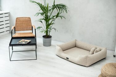 Ортопедичне ліжко для собак Bruno Grosse середнього розміру. М'яке ліжко-матрац для собак з Aura-тканини, з Memory Foam. Зручне, зносостійке та міцне (L, Бежевий)