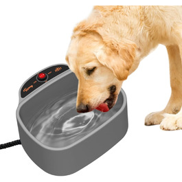 Нагрівальний миска для собак Toozey з регулюванням температури, 2.5л, антивандальний кабель 180см, для собак/кішок/курчат/кролів, сірий