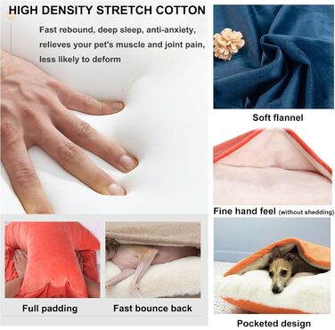 Ортопедичне ліжко-будка для собак з підстилкою, 75x60x23 см, Хакі