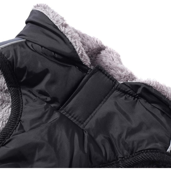 Тепла флісова нашийникова куртка для собак середніх порід, водонепроникна бавовняна куртка для холодної зими, чорний колір, розмір M