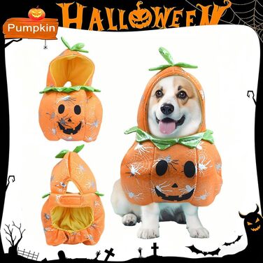 Костюм на Halloween для собак та котів: гарний костюм з гарбузом для маленьких, середніх та великих тварин, м'яке дихаюче матеріалу (XL, помаранчевий)