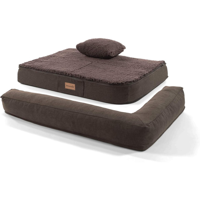Ортопедичне собаче ліжко Brunolie Odin, зручне та миється, розмір S (80x60 см), колір темно-коричневий