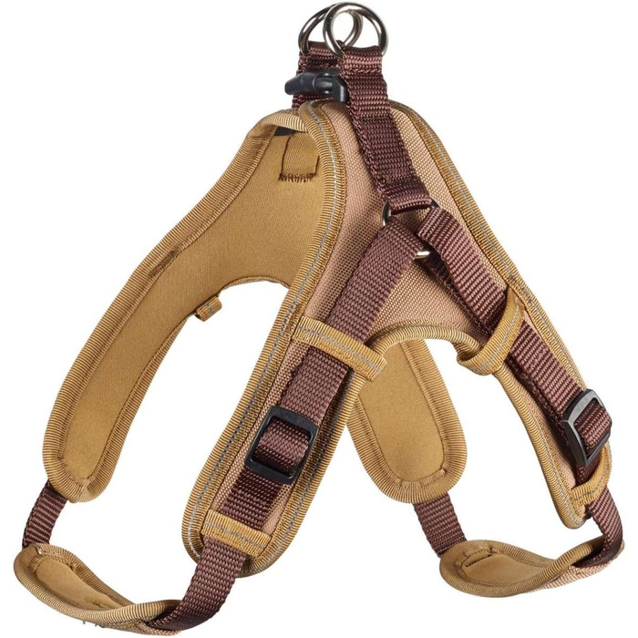 Шлея для собак HUNTER Neopren Vario Quick, нейлон, неопрен, відбивна, коричнева/карамель, 55-70 см
