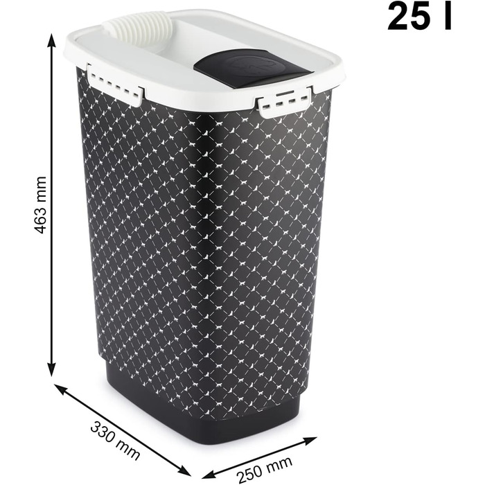 Контейнер для корму Rotho MyPet Cody 25 л з кришкою, харчовий пластик, BPA-free, чорний