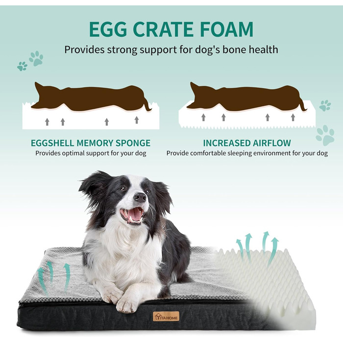 Кіжне ліжко YITAHOME для собак - 76x51 см, знімний чохол, килимок для собак, миється, не слизьке, сірий 76x51x7.5 см (Д x Ш x В)