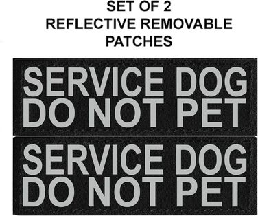 Шлея для службових собак Doggie Stylz із 2 світловідбивними нашивками «Службова собака – не чіпати», чорна, обхват грудей 35,6-45,7 см