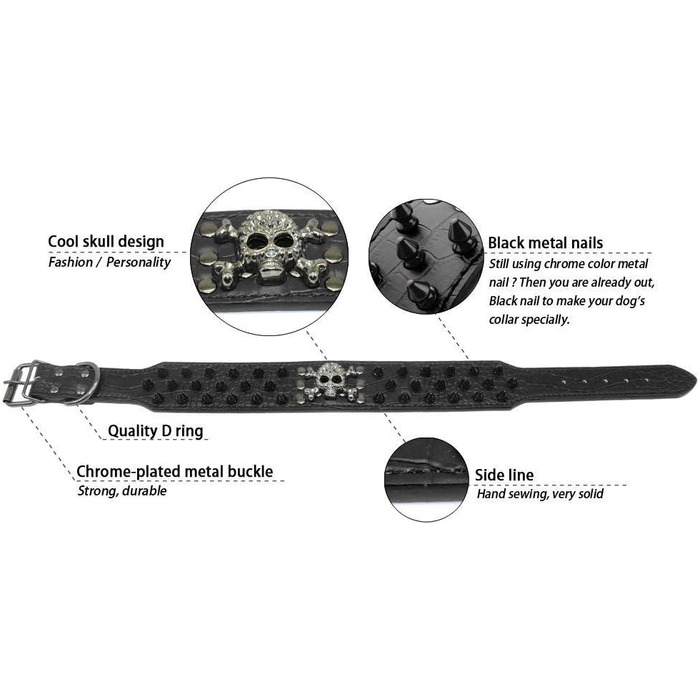 Нашийник для собак Haoyueer з шипами, 5,1 см, для середніх та великих собак (Пітбуль, Лабрадор, Боксер, Ротвейлер, Німецька вівчарка), чорний (XL, рожевий леопард)