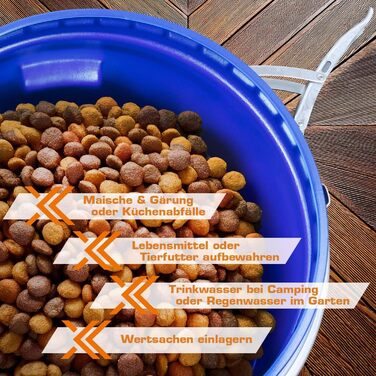 Футлярна бочка 60л з кришкою та обідком, харчова, 34см, універсальна, для саду (Блакитна)