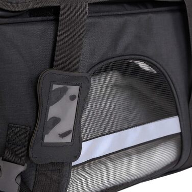 Транспортна переноска для собак та котів Lionto, складна, чорна, 49x27x32 см, з ручками та плечовим ременем, з м'яким килимком