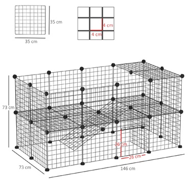 PawHut Barrier Манеж для маленьких тварин своїми руками 36 тарілок чорний 146x73x73см безпечний манеж для цуценят для приміщень та вулиці