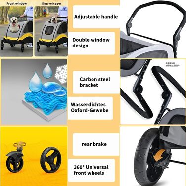 Візок для собак та котів 2-в-1 Boxer SmartSpace: великий об'єм, 600D Oxford, вантажопідйомність до 60 кг