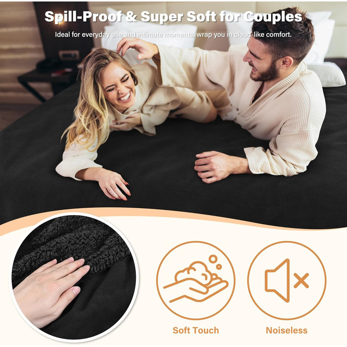 Водонепроникний плед Catalonia Classy для захисту дивану та ліжка (203 x 152 см, чорний)