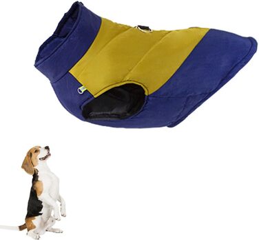 Тепла зимова куртка для собак, водонепроникна куртка для собак з м'яким коміром, середньорозмірна пуферна куртка для тварин з D-поточкою (5XL, жовта)