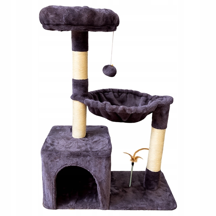 Когтеточка-комплекс для котів: ігрова вежа з будиночком та лежаком, сизаль, 86 см