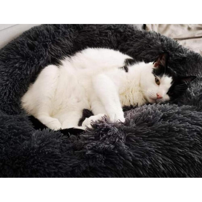 Лoir М'яке ліжко для собак великих та екстра-великих порід, 120 см, Чорний колір, Кругле м'яке ліжко-подушка, Можливість прання, Глибокий сон