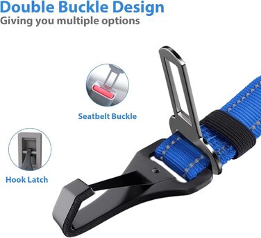 Безпечний пасок для собак IOKHEIRA, регульований автопасок для собак з універсальним з'єднувачем та фіксатором (океановий блакитний)