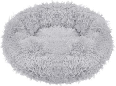 Кругле ліжко для собак Springos | З штучним хутром | Антиковзаюча підставка | 110 см, Сірий