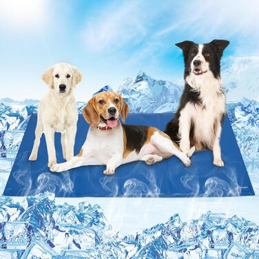 Велика охолоджуюча килимок Ownpets 100x60 см для собак і котів, самохолодний мат, синій, нетоксичний гель, XXL без малюнка