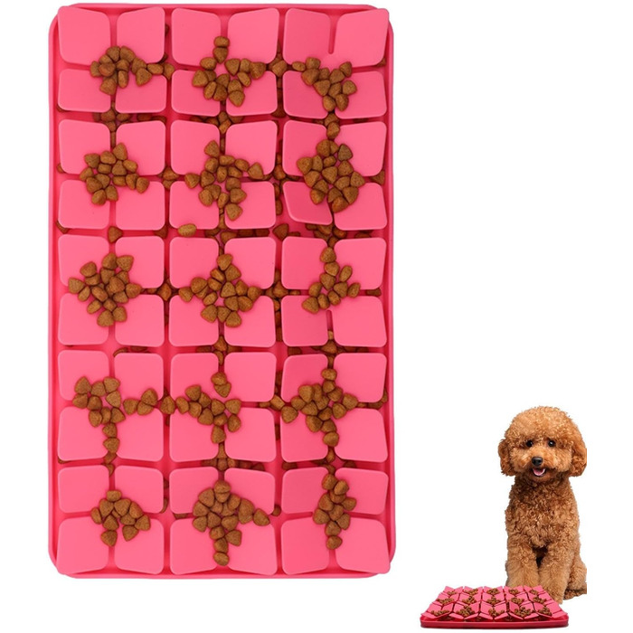 Килимок-лизалка для собак Katzenschlamm з присосками, лінза, зменшує нудьгу, для ласощів та корму, фіолетовий (червоний)