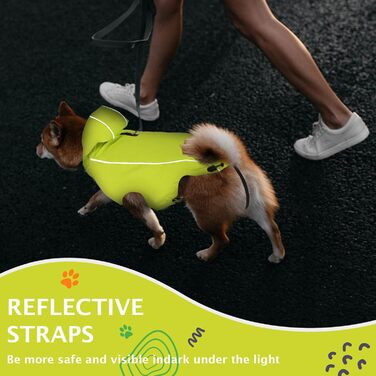 Водонепроникний дощовик для собак, світловідбиваючий, з капюшоном, регульований, для маленьких, середніх та великих собак, XZ015 (зелений, S)