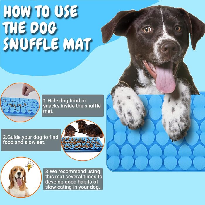 Силіконова килимок-іграшка для собак, 18x37 см, килимок-лежанка з присосками, повільний дозатор корму, килимок для годування собак, іграшка для собак, іграшка проти нудьги (блакитний)