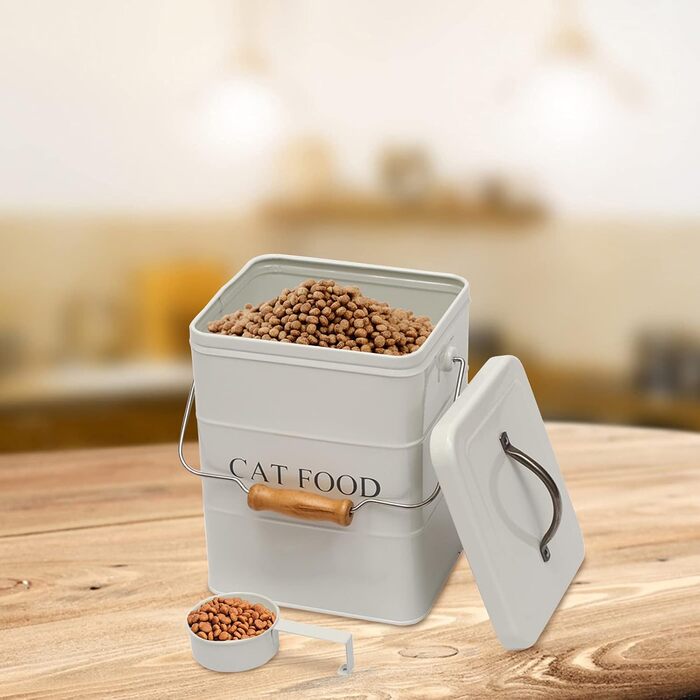 Контейнер для котячого корму Morezi Vorratsglas: білий, з кришкою та ложкою