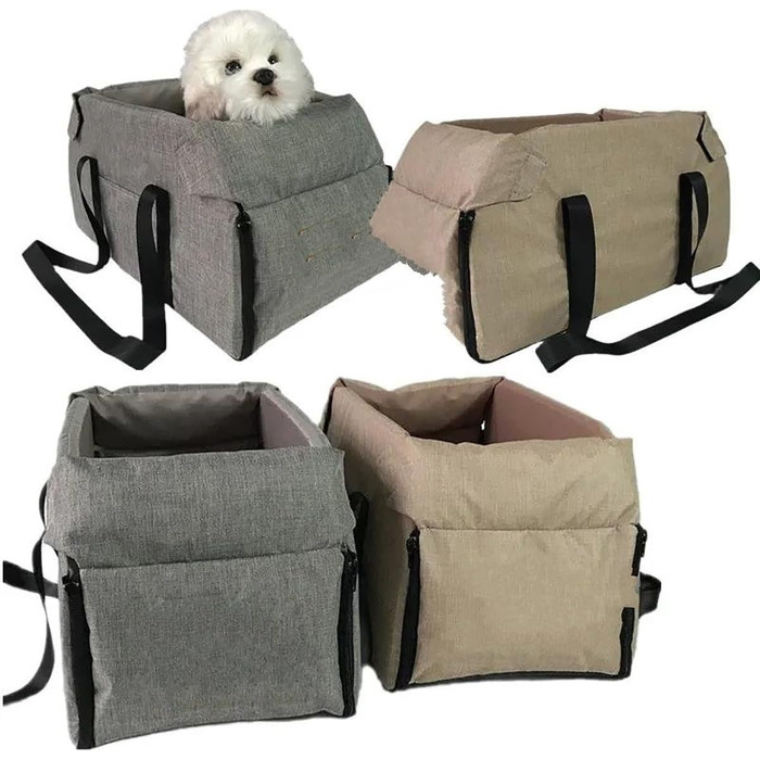 Автомобільний лежак для собак середніх та маленьких порід, переноска для котів та собак, зручний автотранспорт для тварин (сірий)