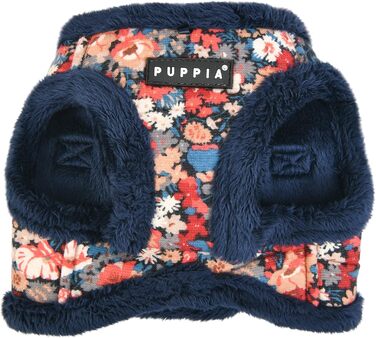 Тепла жилетка-шлея для собак Puppia Gianni, зимова, з квітковим візерунком, для малих і середніх порід, синя, розмір XL