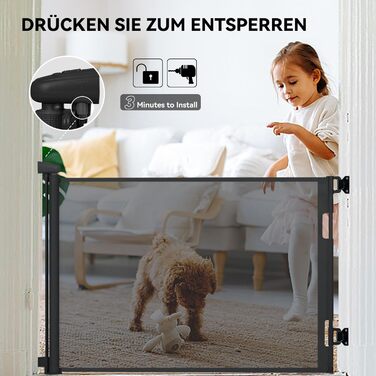 Захист для сходів Hawthyhome: розтяжний захист для дітей та домашніх тварин, 0-140 см, чорний