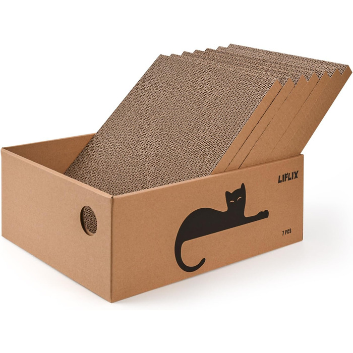 LIFLIX Дряпальня для котів з будиночком, 7 шт. з гофрокартону, міцна, 42×32×15 см