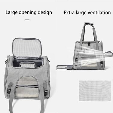 Транспортна переноска для тварин, переноска для кота, переноска для собак, підходить для маленьких собак, котів, кошенят, цуценят, зручний ремінь, регульований плечовий ремінь, для подорожей та прогулянок (Сірий)