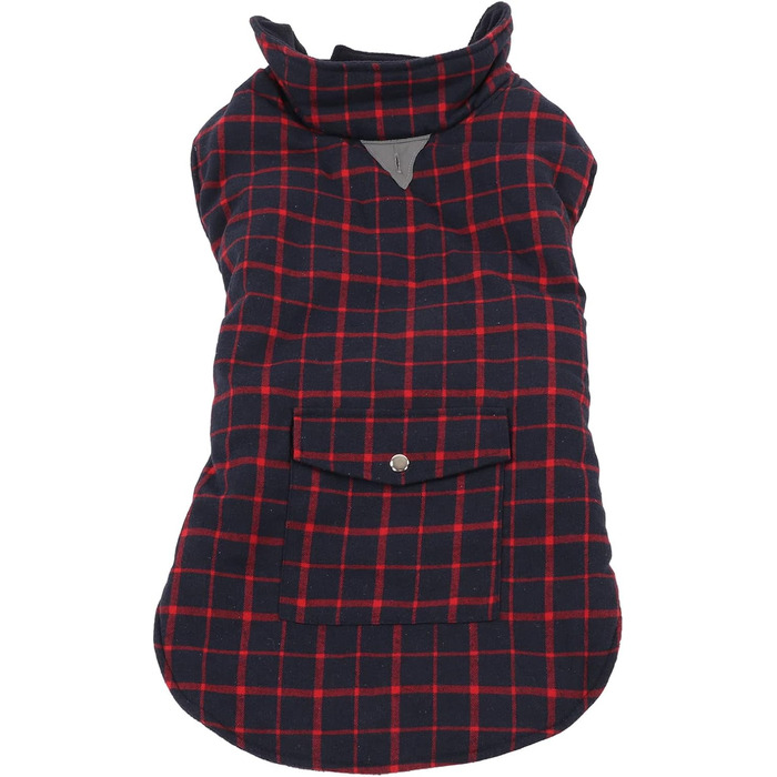 Водонепроникна вітрозахисна куртка для собак у клітинку на зиму - тепла піджак для маленьких та середніх собак, м'яка, блакитна (XXL, XXL)