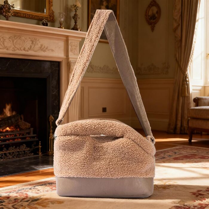 Транспортна сумка для кота - водонепроникна, м'яка переноска | З безпечним ремінним закриттям | Для маленьких та середніх порід | Коричнева