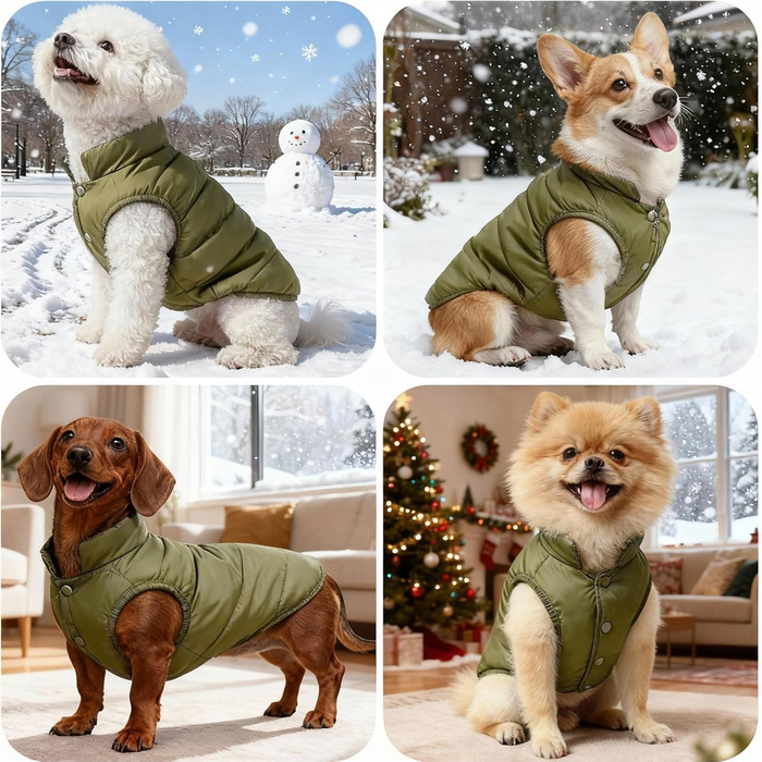 Теплий зимовий пуховик для собак великих порід, водонепроникний, м'який, для холодної погоди, зелений, XXL