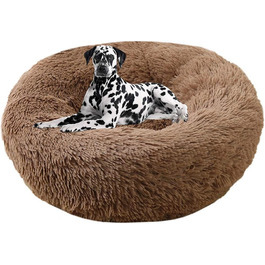 М'яке ліжко для собак WSGJHB, зручне ліжко для домашніх тварин, софа, кругле плюшеве ліжко-подушка для собак та котів у формі пончика, середнього та великого розміру, м'яке, дихаюче, 110 см, світло-коричневий колір