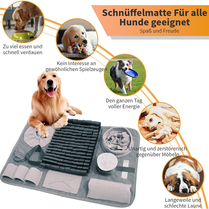 Килимок для собак SchnüFfelteppich, миючий, для тренувань та повільного годування, сірий (66 x 42 см)