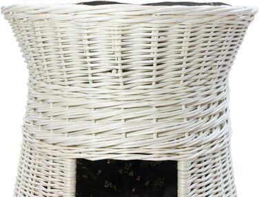 Кігтеточка-лежанка для котів: двоярусна хатинка з ротанга, 50 см, з подушкою (темно-коричнева)