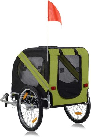 Причіп для велосипеда Zoomundo для собак, червоно-чорний, з металевим каркасом (зелений)
