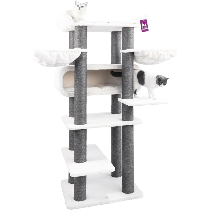 Дряпак для котів Petrebels Maine Coon XXL, 190 см, дизайн для великих котів, сизаль, колір Off-White