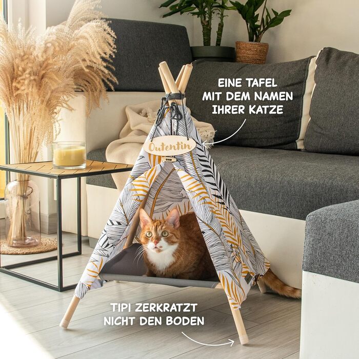 Кішка та собака, будиночок-хатинка, тіпі, 53x53x70 см – стильний дім для тварин, багато кольорів