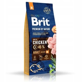 Сухий корм для дорослих собак середніх порід Brit Premium by Nature з куркою, 15 кг