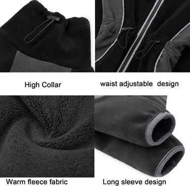Теплий флісовий зимовий костюм для собак XL (чорний) - теплий, вітронепроникний, для собак середніх та маленьких порід