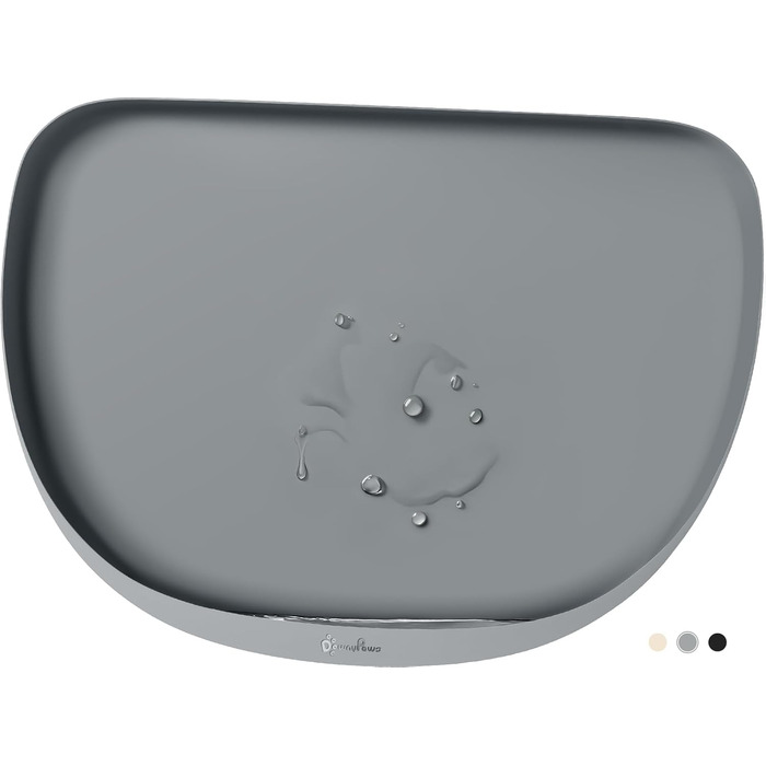 Килимок для годування домашніх тварин DownyPaws: антиковзаючий, вологостійкий, з високим бортиком, 61x43 см, сірий