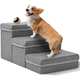 Сходинки для собак маленьких порід, 3 сходинки, складана, для котів та собак, з ящиками для зберігання, підійде для дивану та ліжка
