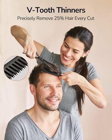 Професійний набір для стрижки волосся ULG - професійні барберські ножиці 16,5 см з японської нержавіючої сталі, витончуюча ножиця, гребінець, затискачі та етилуі - для чоловіків, жінок, дітей, чорний