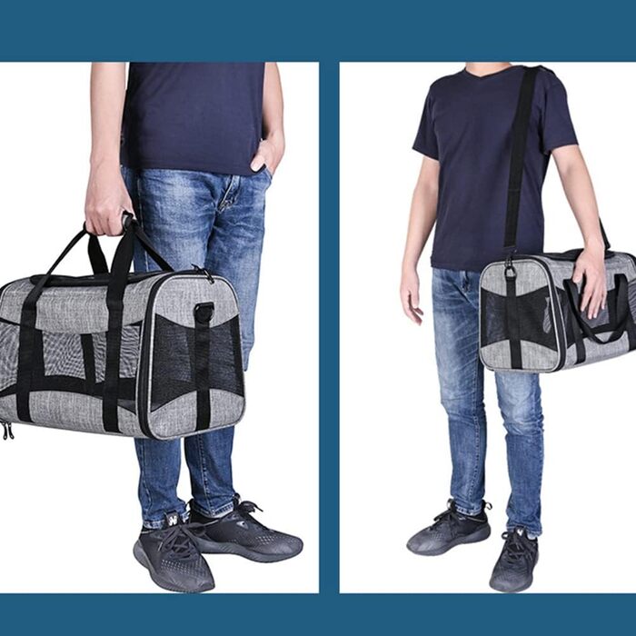 Транспортна сумка для собак та котів GUOCU, сіра, 44x28x28 см, складна, дихаюча